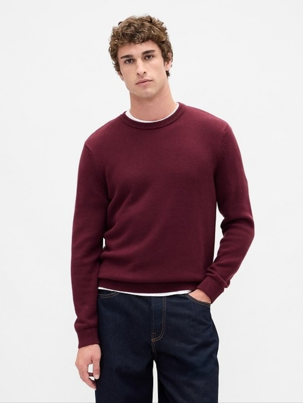 Gap Cotton Crew Neck Sweater Tuscan Red Purple Burgundy Maroon Small